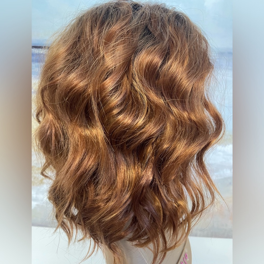 HAIR, 14” Wavy Bob, Free Part, Ombre Brown/Copper/Rust/Auburn - Picture 9 of 11